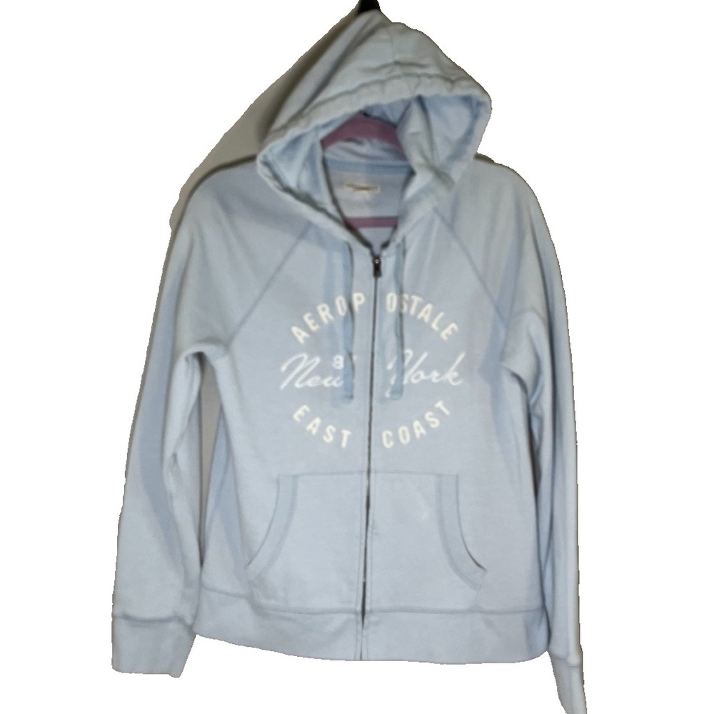 Aeropostale Full Zip Hoodie L Blue Y2K Retro Grunge Skater Preppy